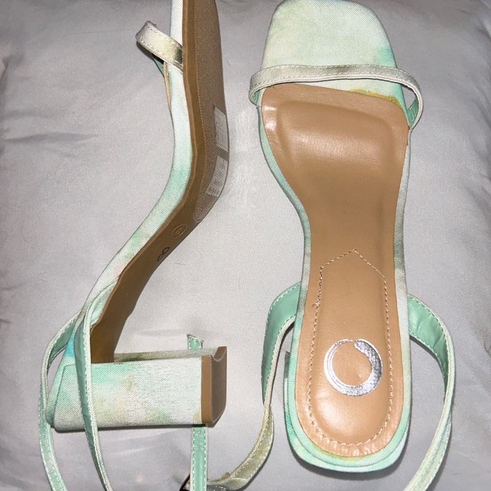 Tie dye strap heels